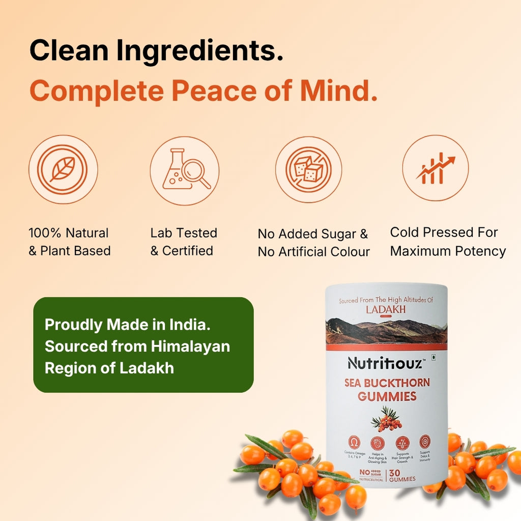 Nutritiouz Sea Buckthorn Elixir Pack of 2 + 30 Gummies Combo
