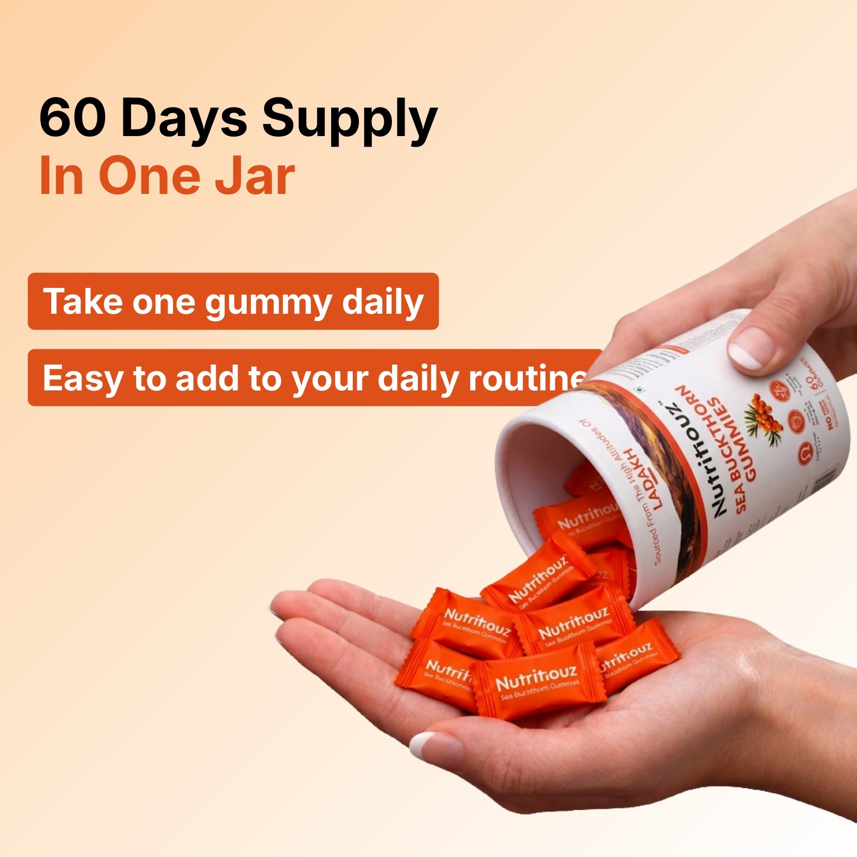 Nutritiouz Sea Buckthorn Gummies – 60-Day Value Pack