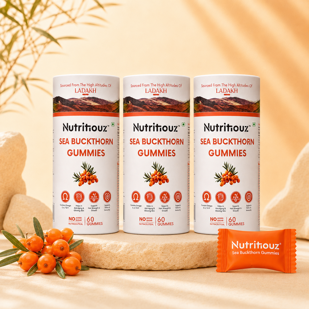 Nutritiouz Sea Buckthorn Gummies – 60-Day Value Pack