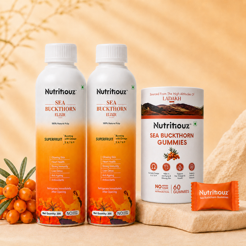 Nutritiouz Sea Buckthorn Elixir Pack of 2 + 30 Gummies Combo